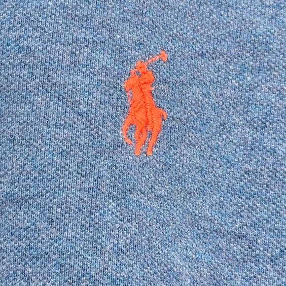 Polo Ralph Lauren Men's Long Sleeve Polo Shirt Blue Orange Logo Cotton Casual - Picture 6 of 11